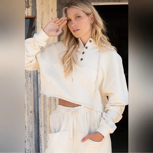 POL French Terry Crop Hoodie & Jogger Set - Picture 2 of 5